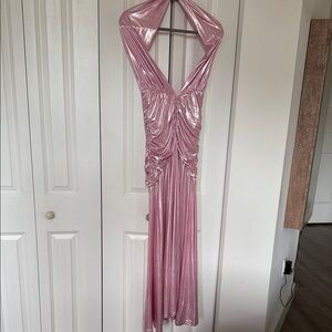 Nasty Gal Shimmering Pink Backless Dress